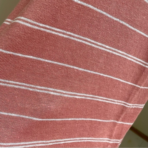 360 SWEATER Italian Yarn Striped Racer Back 100% Linen MIDI Dress - Picture 10 of 10